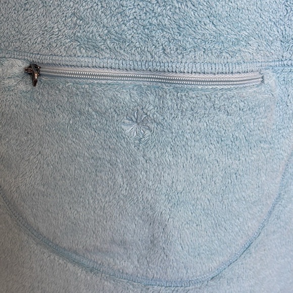 Athleta Teddy Bear Teal Sherpa Pullover 1/4 Zip Sweater Jacket Size M Fuzzy Warm - Picture 5 of 11